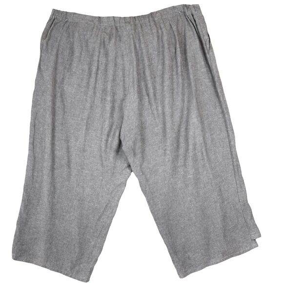 Pure Jill Gray Taupe Cropped Wrap Pants Size 4X Linen Blend Soft Wide Leg - Picture 5 of 12